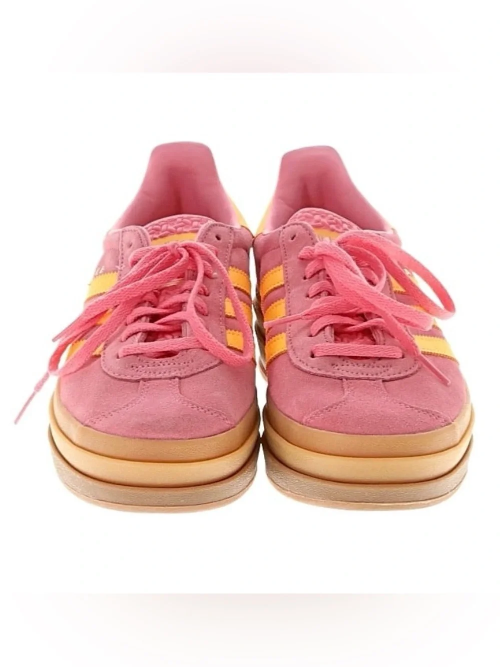 adidas Gazelle Platform Sneakers - Pink with Yellow Accents